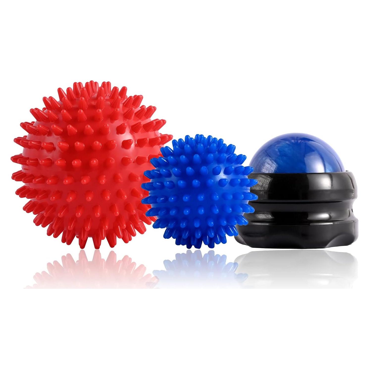 2 Pelotas de Masaje Duras Abnaok con Púas y Manual