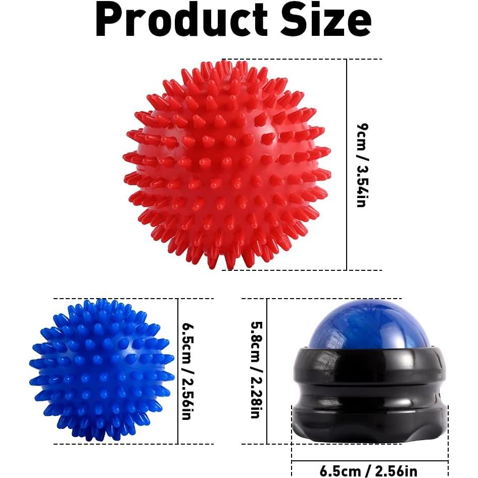 2 Pelotas de Masaje Duras Abnaok con Púas y Manual