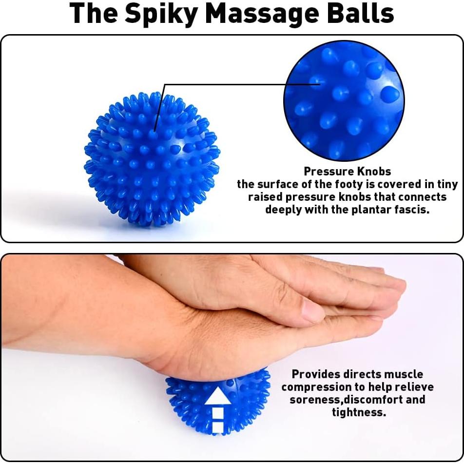 2 Pelotas de Masaje Duras Abnaok con Púas y Manual