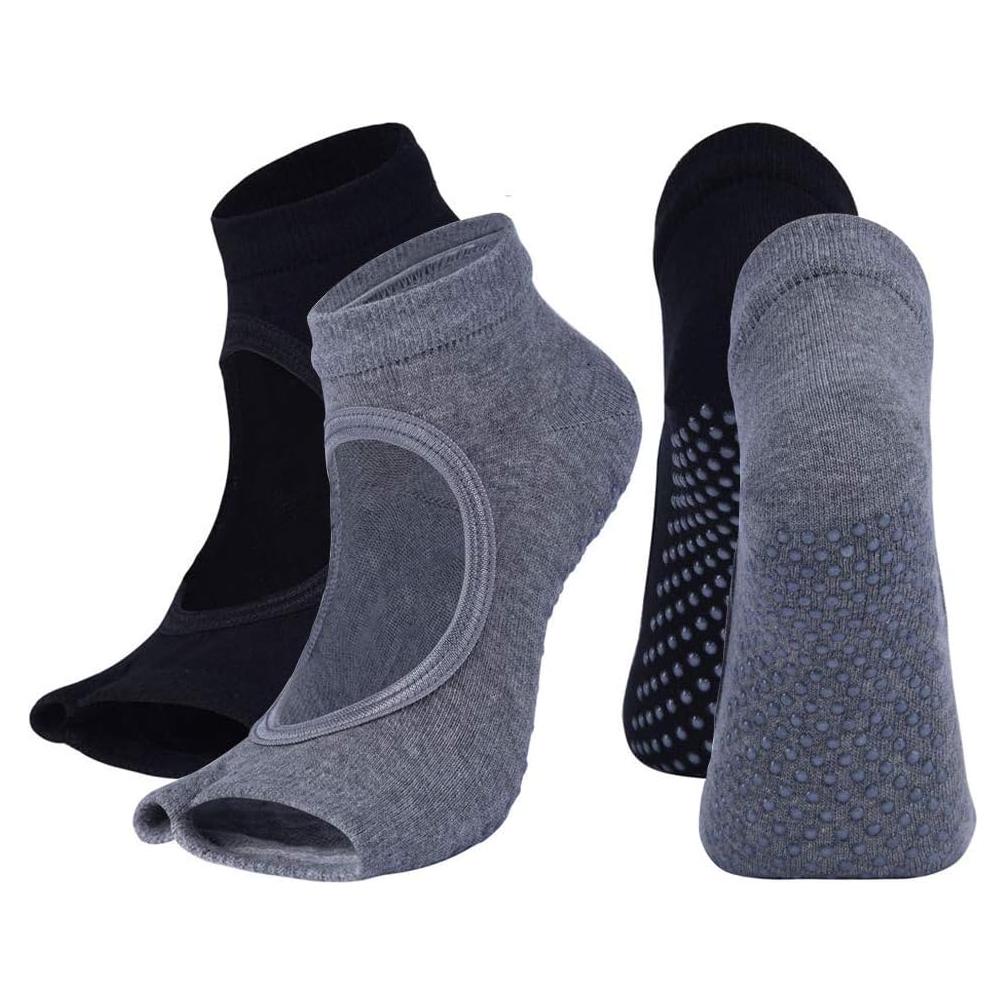 2 Pares de Calcetines de Yoga Antideslizantes para Mujeres Talla 5-8