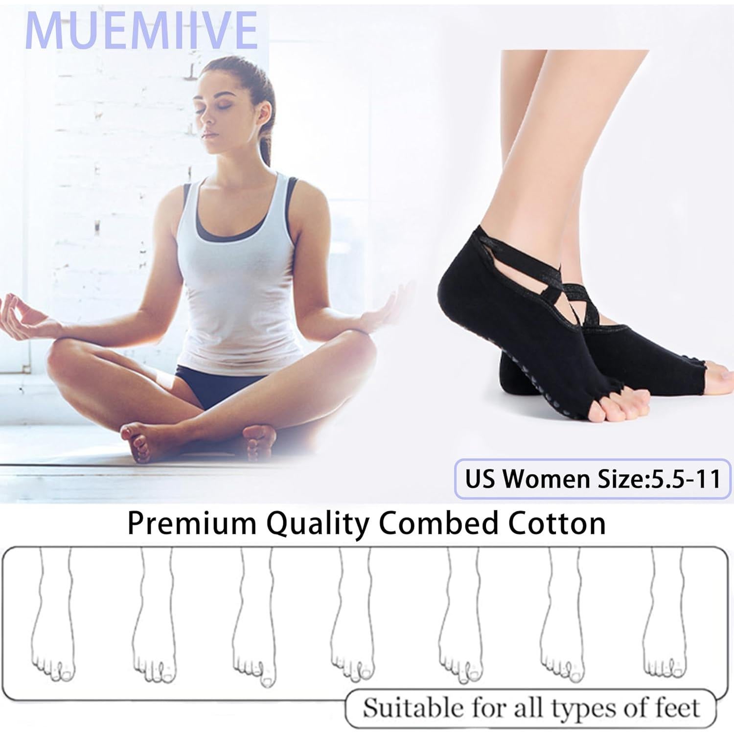 Calcetines Antideslizantes para Mujeres - 2 Pares Gris y Negro
