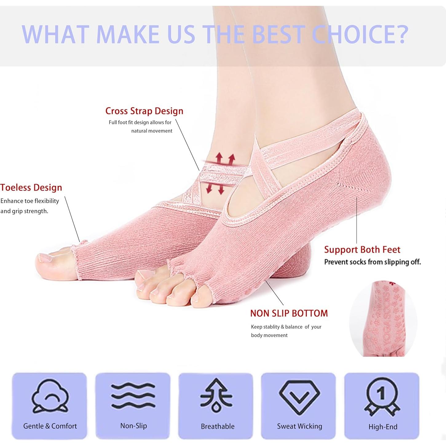 Calcetines Antideslizantes para Mujeres - 2 Pares Gris y Negro