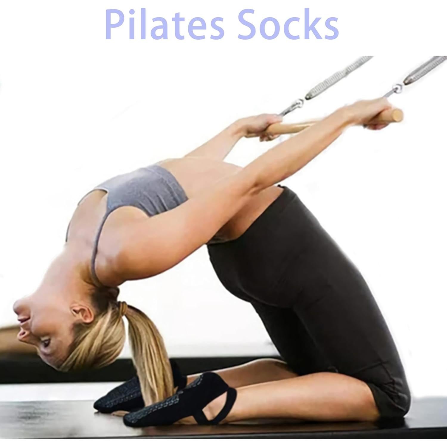 Calcetines Antideslizantes para Mujeres - 2 Pares Gris y Negro