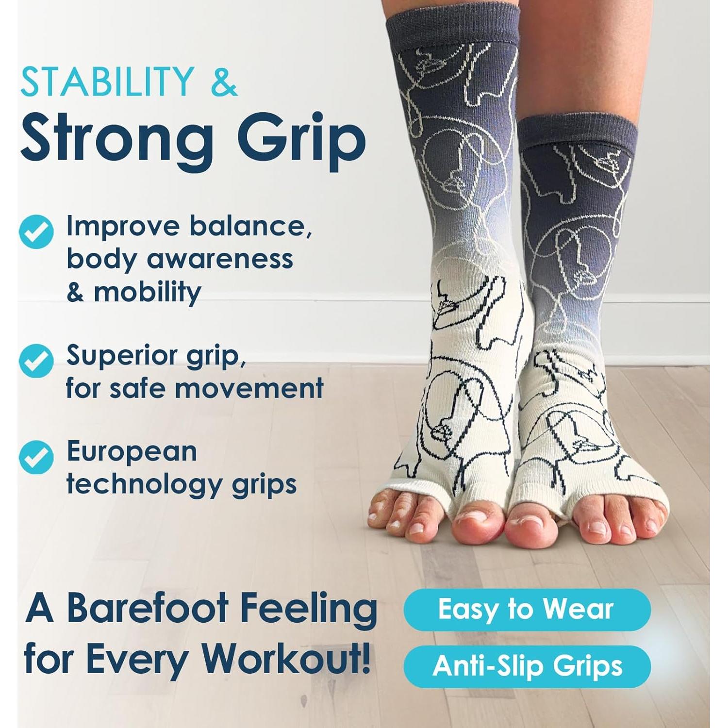 Calcetines Antideslizantes Tucketts Crew Sin Dedos para Yoga