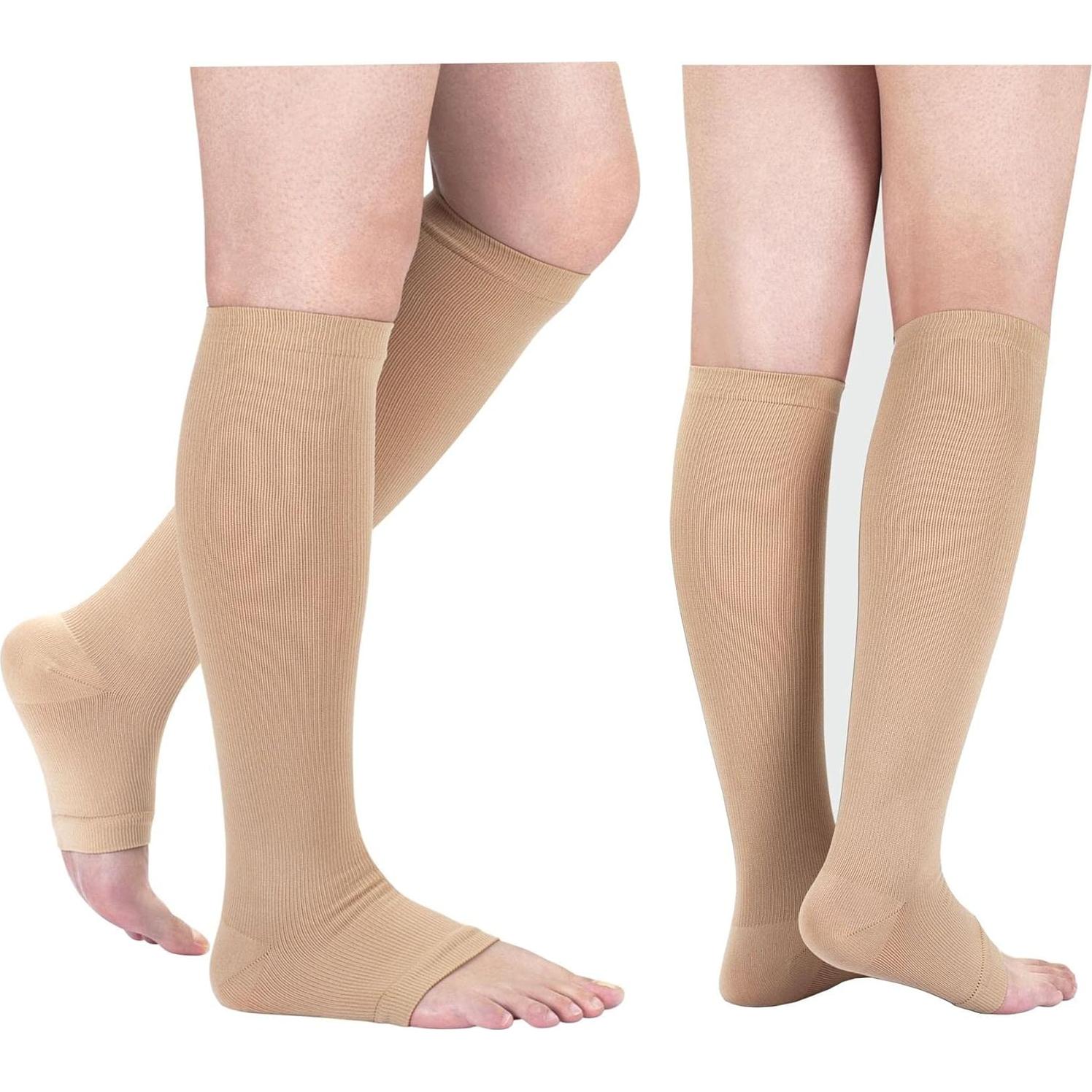 Calcetines de compresión sin dedos para mujer 15-20 mmHg 3 pares