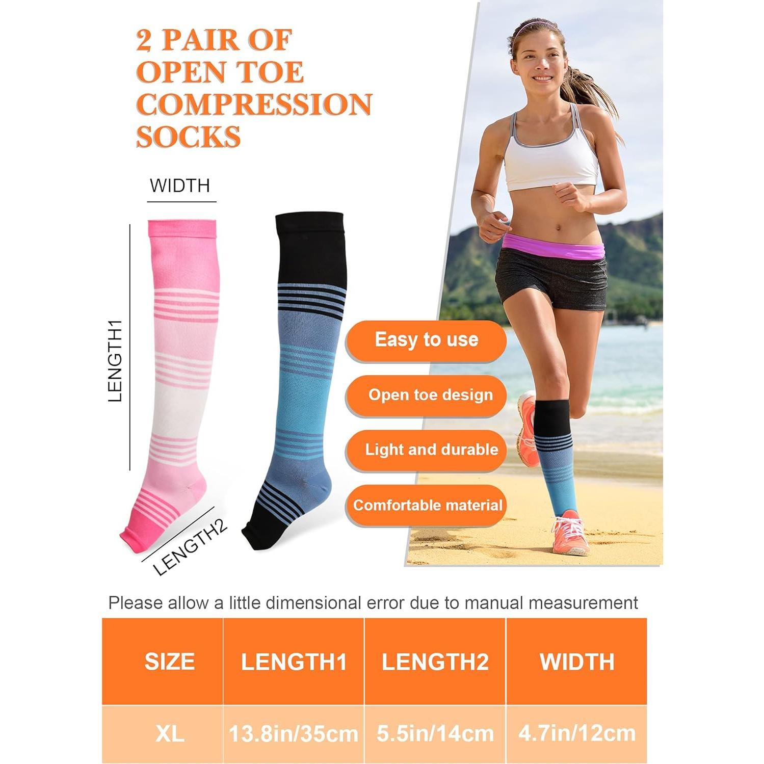 Calcetines de Compresión Abiertos Geyoga 15-25 mmHg Talla Grande