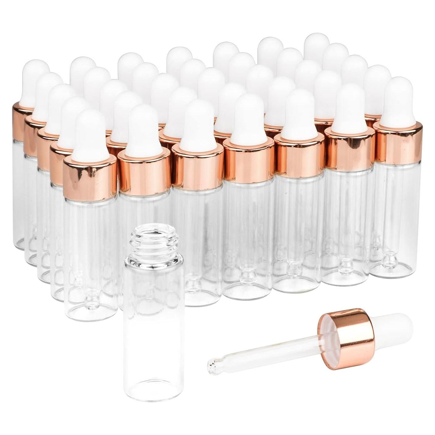 35 Frascos de Vidrio 5ml con Cierre Oro Rosa USRommaner