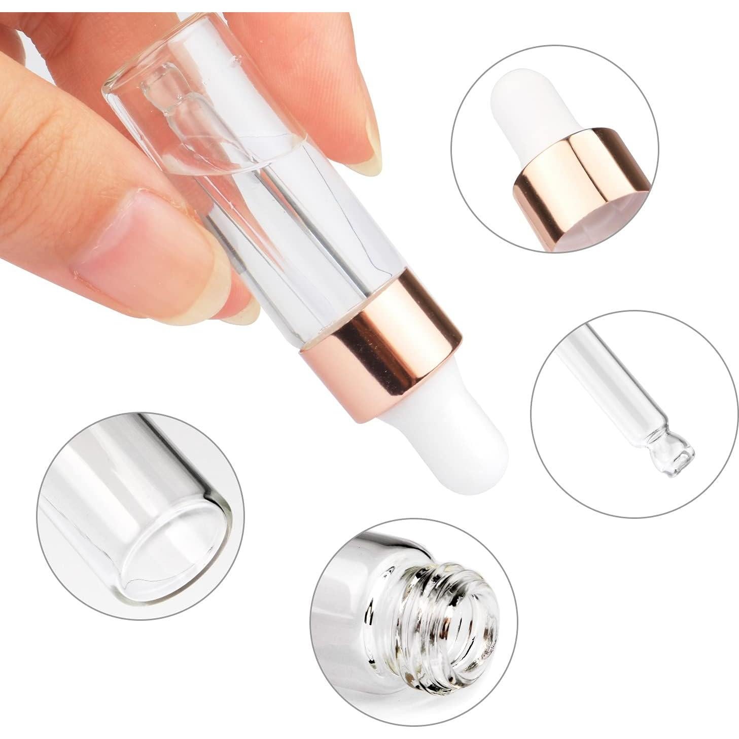 35 Frascos de Vidrio 5ml con Cierre Oro Rosa USRommaner