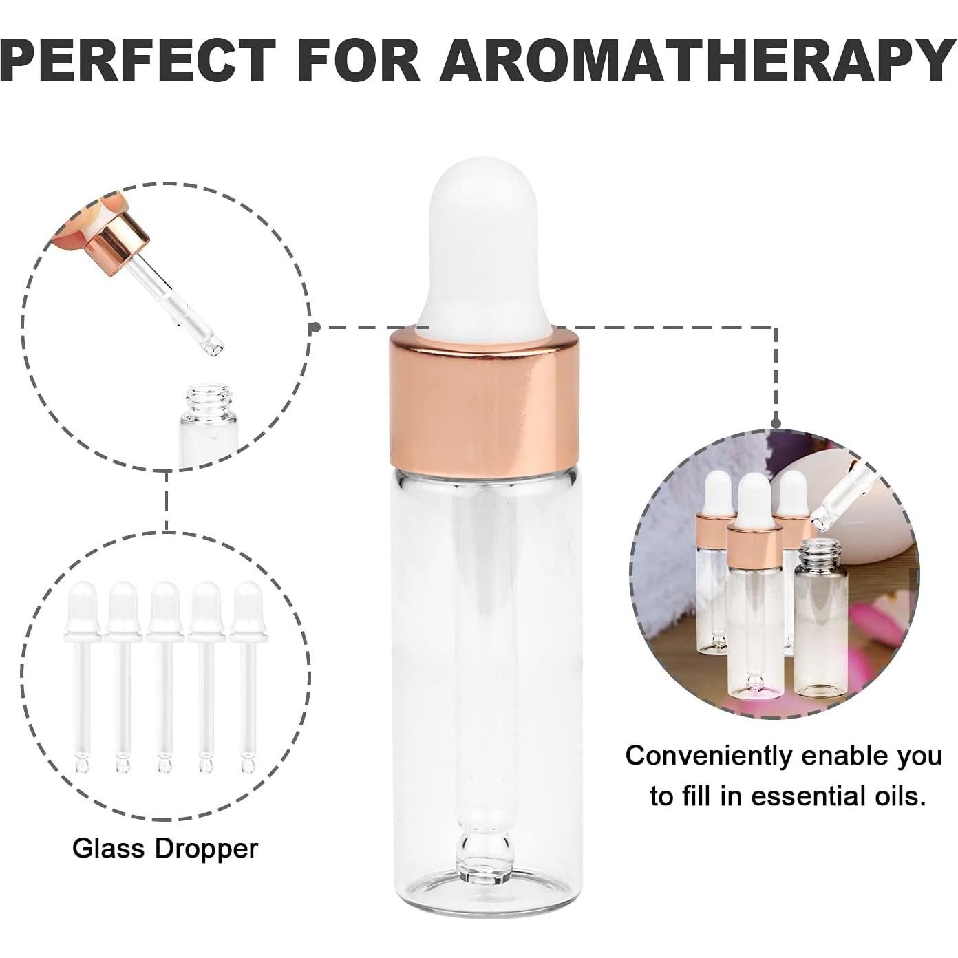 35 Frascos de Vidrio 5ml con Cierre Oro Rosa USRommaner