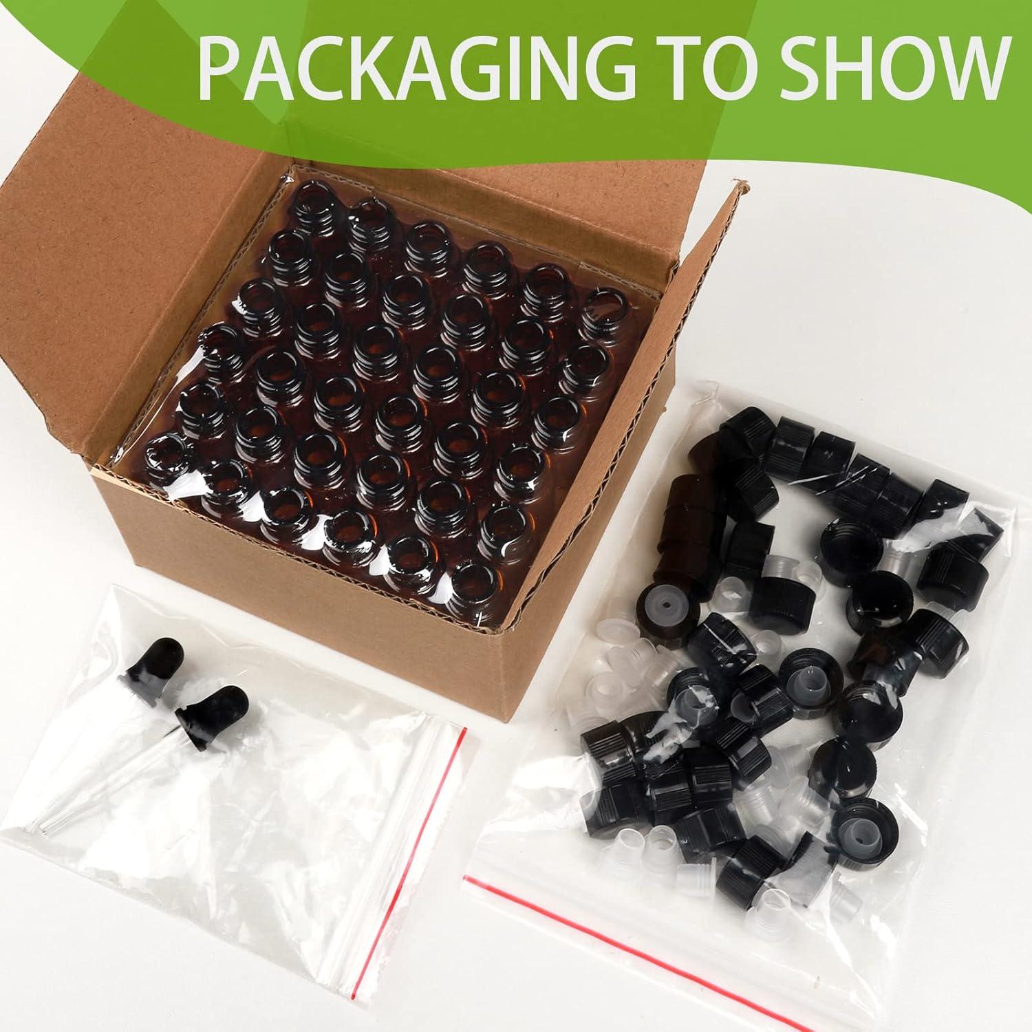 Botellas de Vidrio Ámbar Teenitor 36 Pcs 2 ml con Gotero