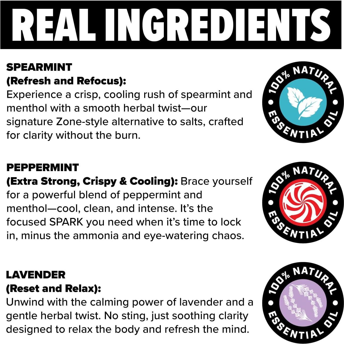 Inhalador Nasal Zone - Aromaterapia Natural 3-Pack Menta y Lavanda