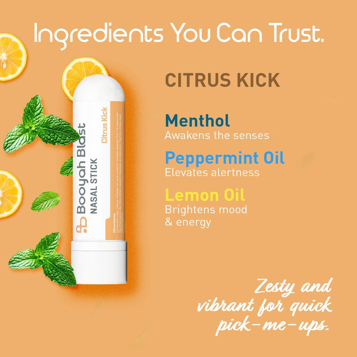 Palitos Nasales Aromaterapia Booyah Blast Golpe Cítrico 4PK