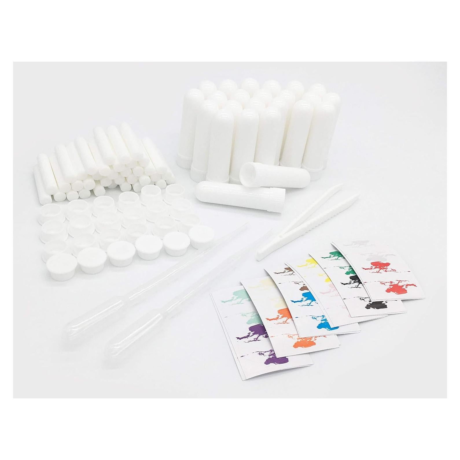 Kit 24 Tubos Inhaladores Nasales Zison con Etiquetas y Goteros