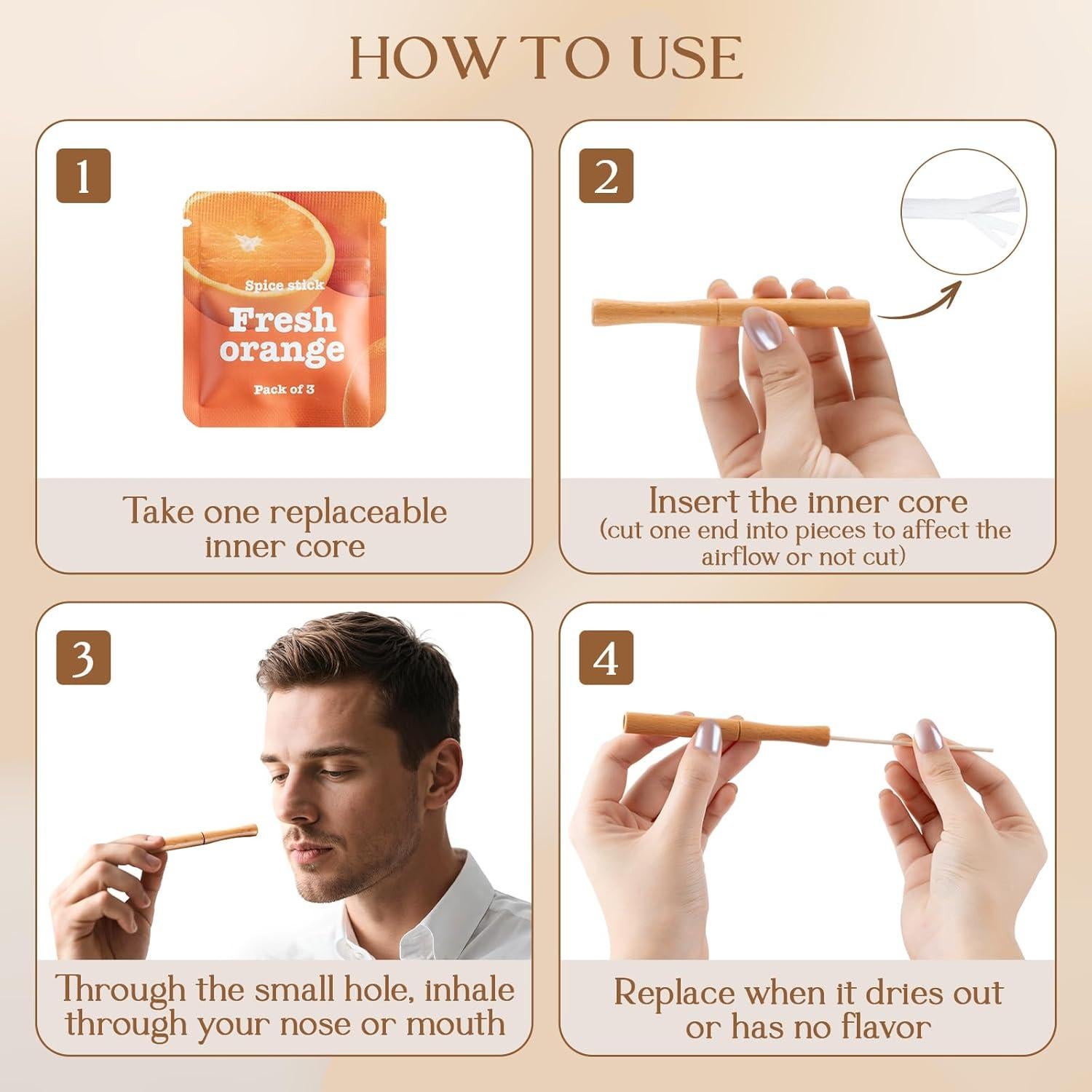 Inhalador de Madera Quit Boderi con 4 Nucleos Saborizados