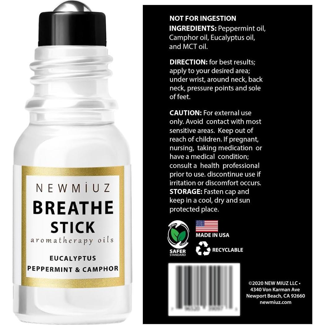 Roll On Aceite Esencial Breathe Easy New Miuz 10ml Menta Eucalipto