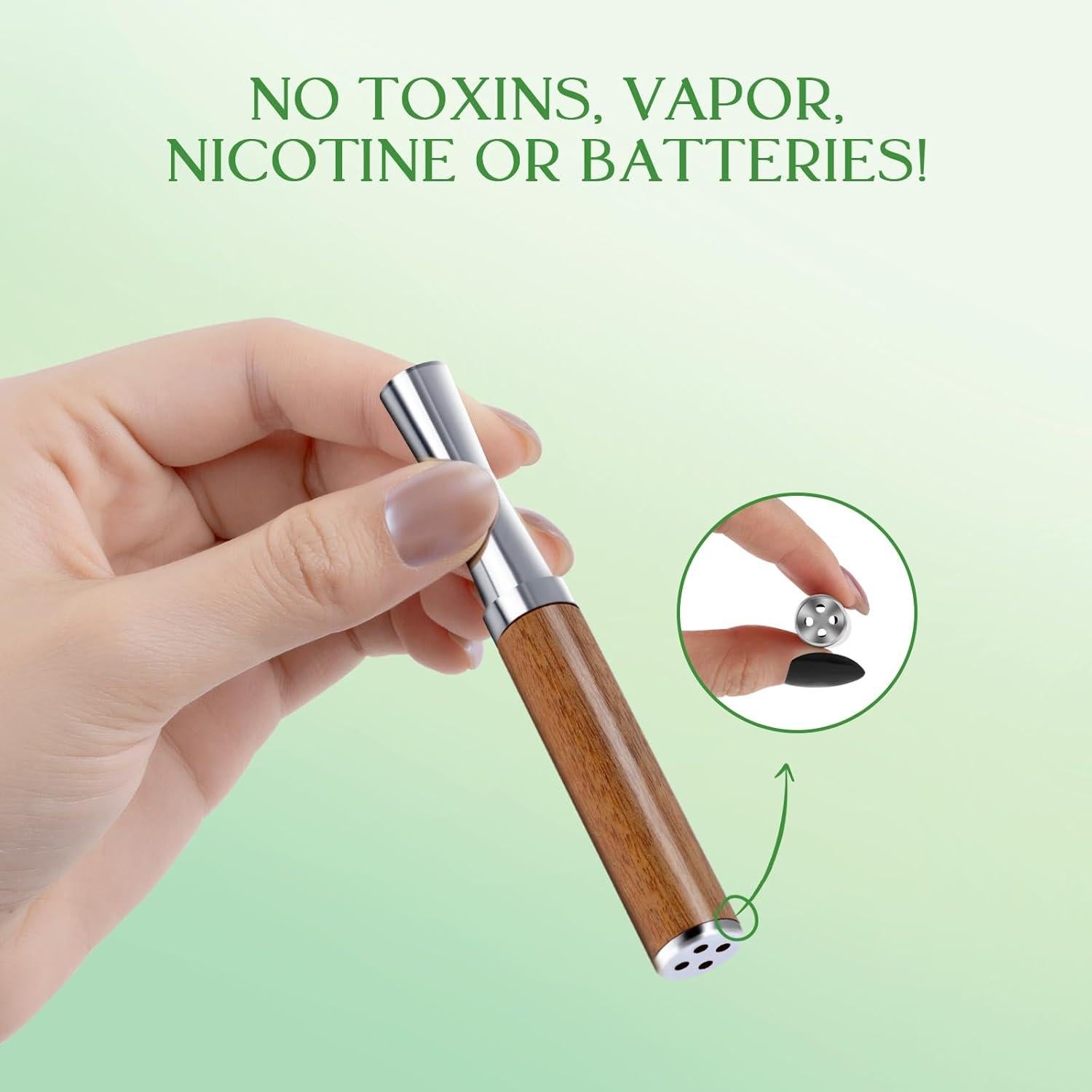 Inhalador Quit Boderi de Aluminio y Madera con 4 Nucleos Saborizados