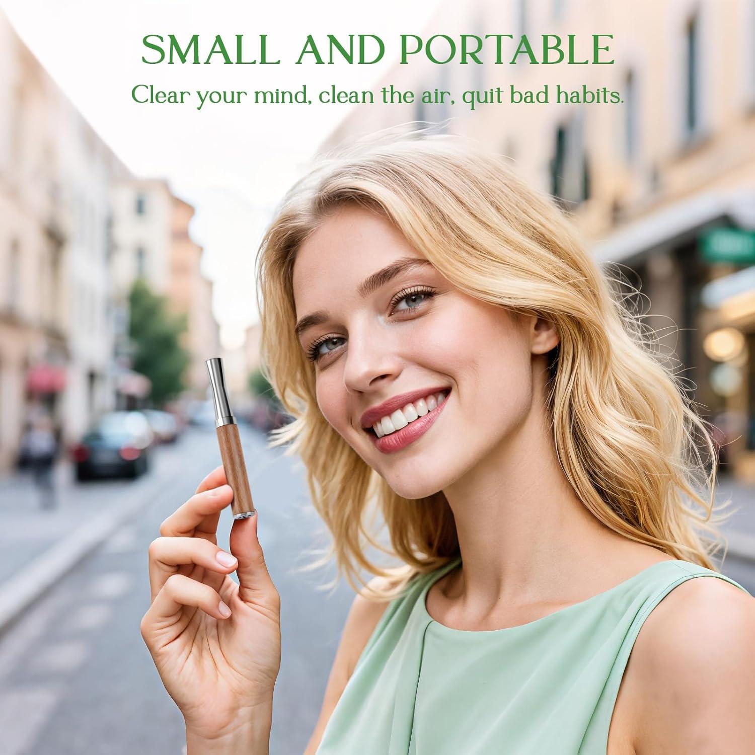 Inhalador Quit Boderi de Aluminio y Madera con 4 Nucleos Saborizados