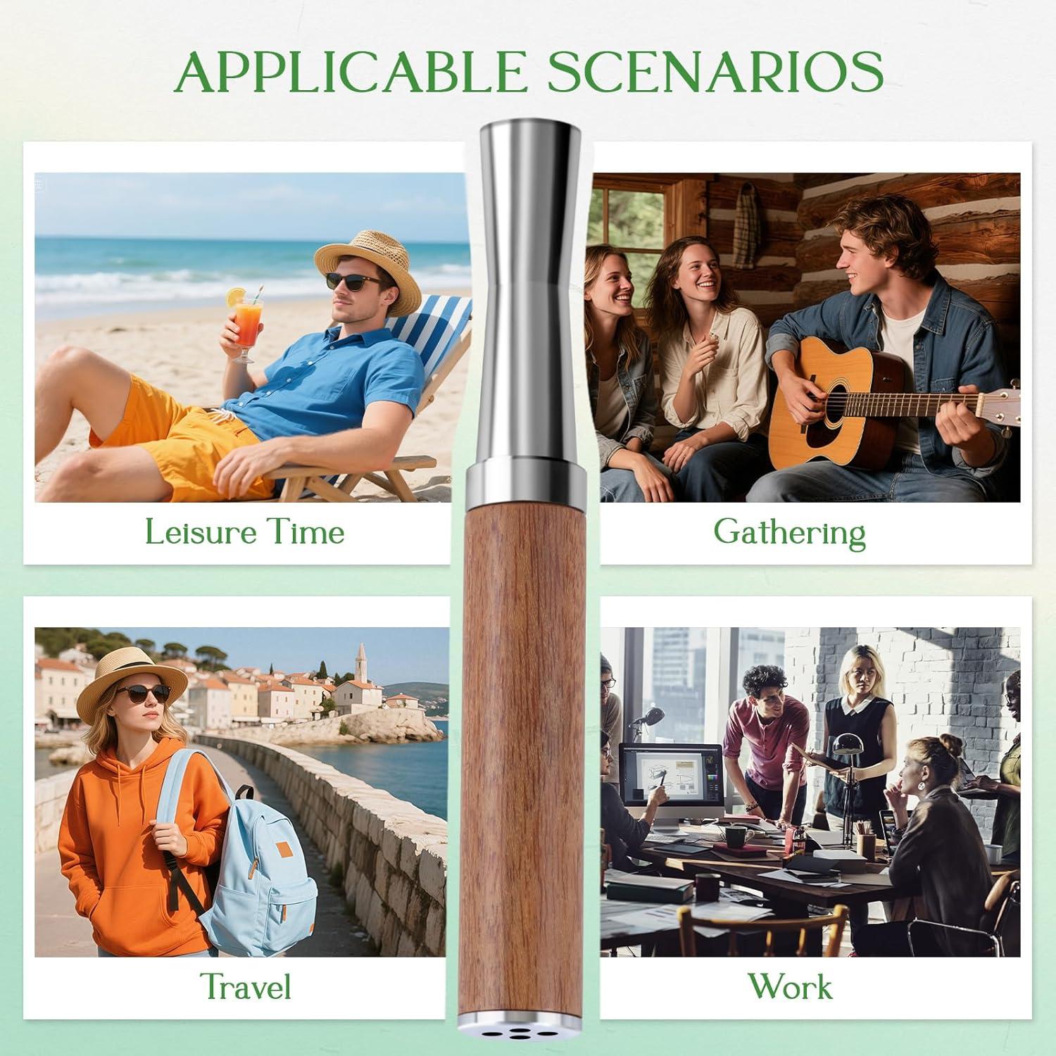 Inhalador Quit Boderi de Aluminio y Madera con 4 Nucleos Saborizados