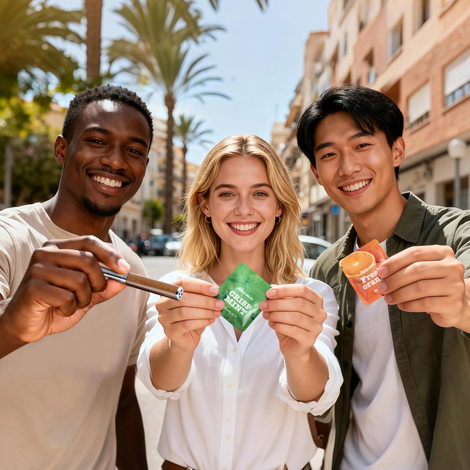 Inhalador Quit Boderi de Aluminio y Madera con 4 Nucleos Saborizados