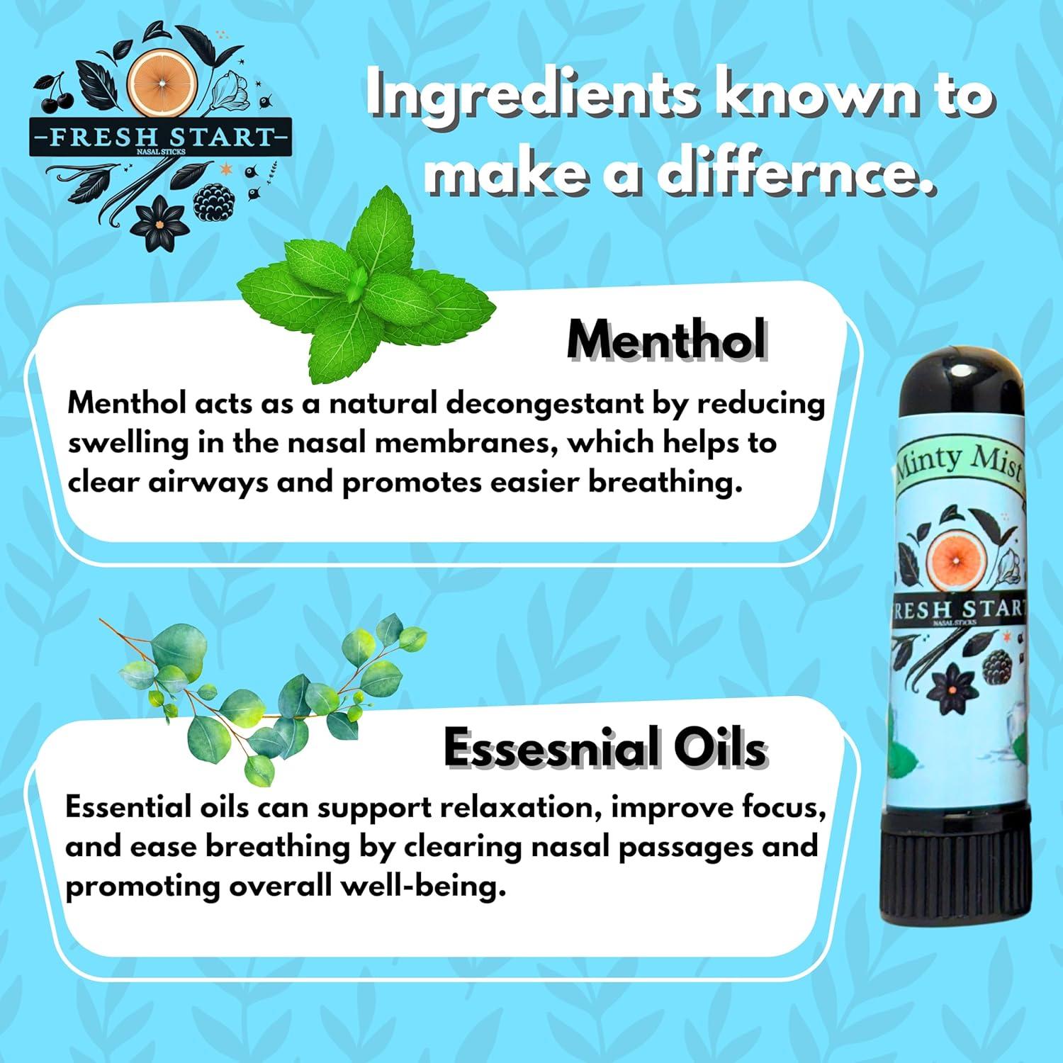 Inhalador Nasal Fresh Start - Paquete de 5 Aceites Esenciales