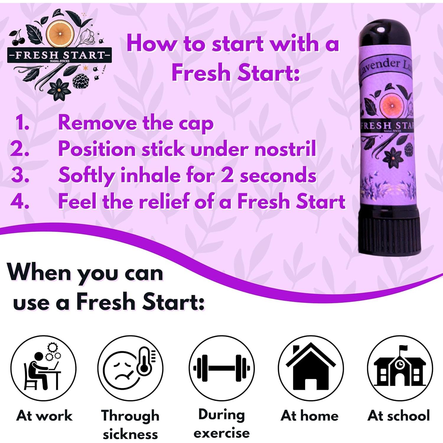 Inhalador Nasal Fresh Start - Paquete de 5 Aceites Esenciales