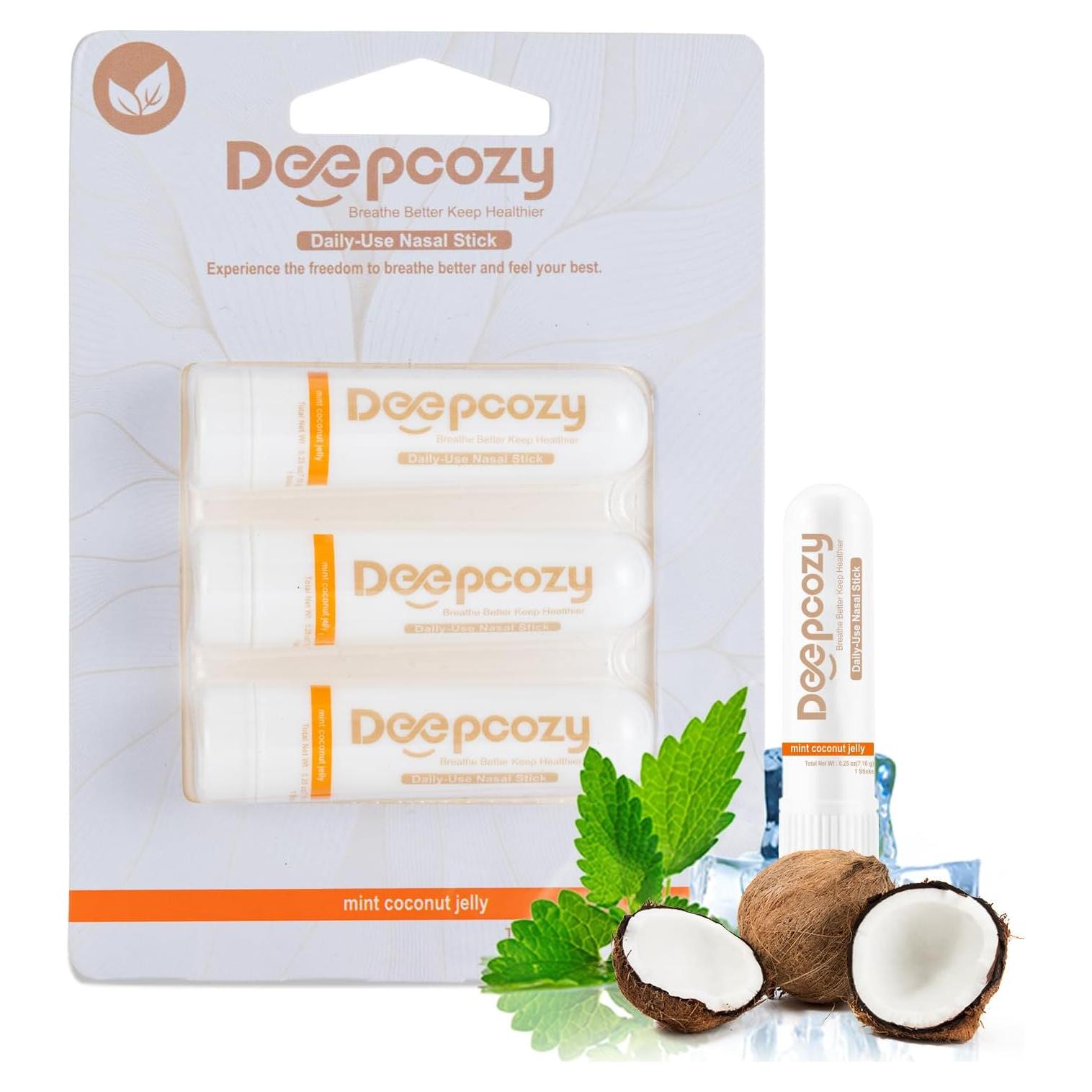 Inhalador Nasal Deepcozy para Adultos - Paquete de 3, Alivio de Estrés y Distracción, Mentol