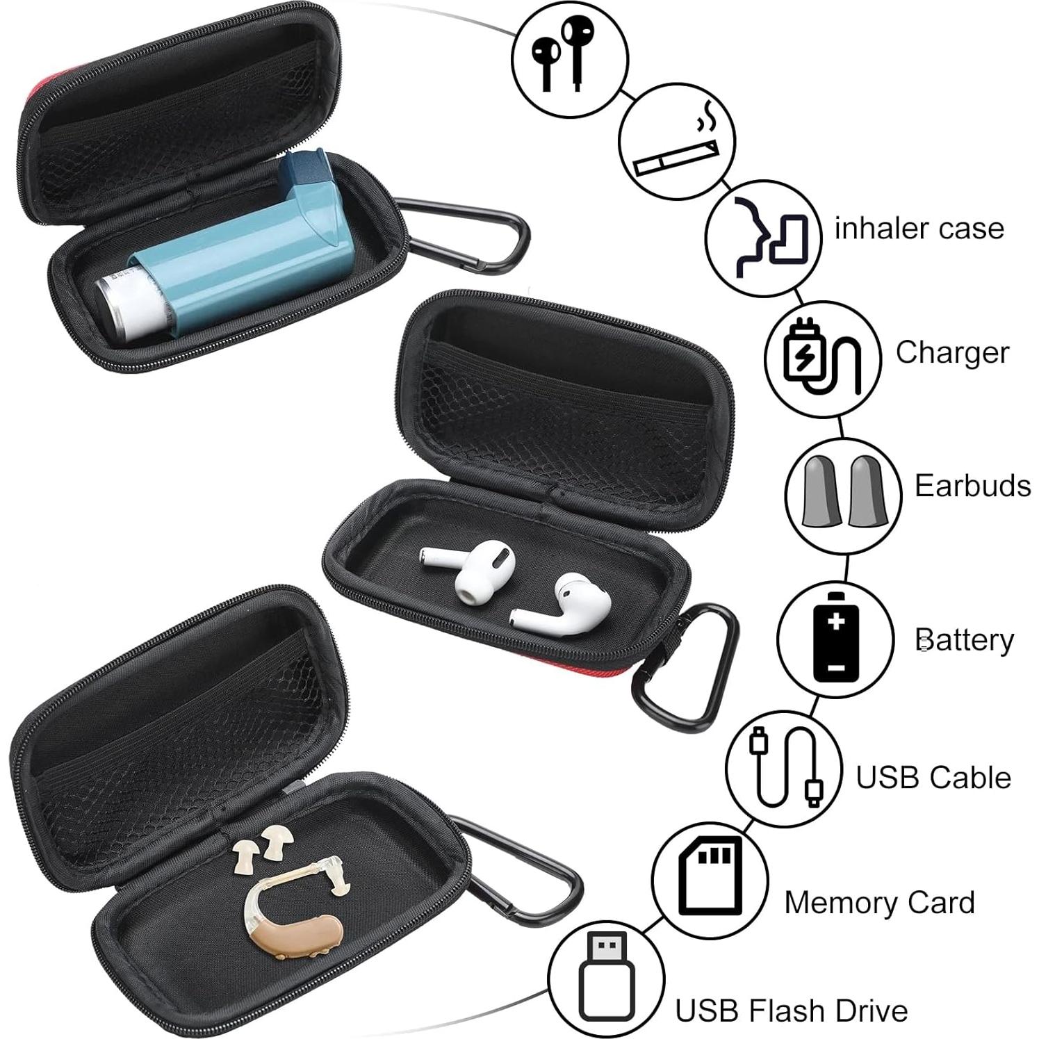 Estuche Duro para Inhalador Woanger 4 Pcs Negro Rojo Azul Plateado