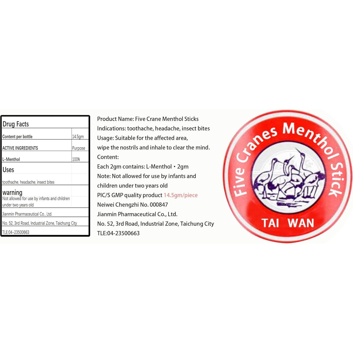 Palo de Mentol Xinlong 3 Piezas 43.5g Hecho en Taiwán