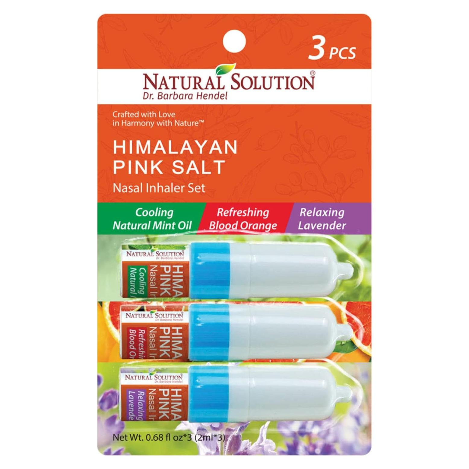 Inhalador Nasal Natural WBM con Sal Rosa y 3 Aromas - 3 Piezas