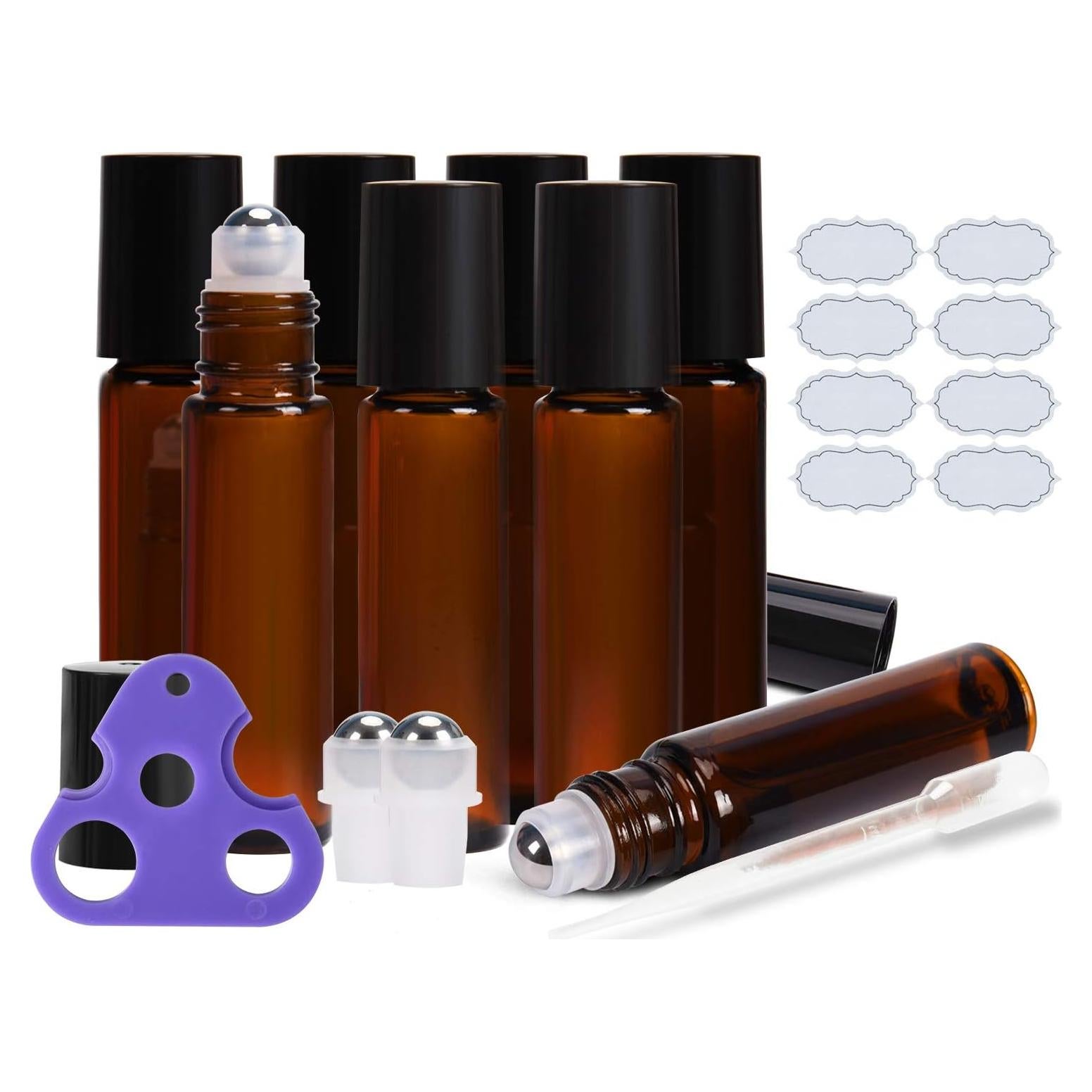 Botellas de Aceite Esencial Roller ULG 10ml 8-Pack Ámbar
