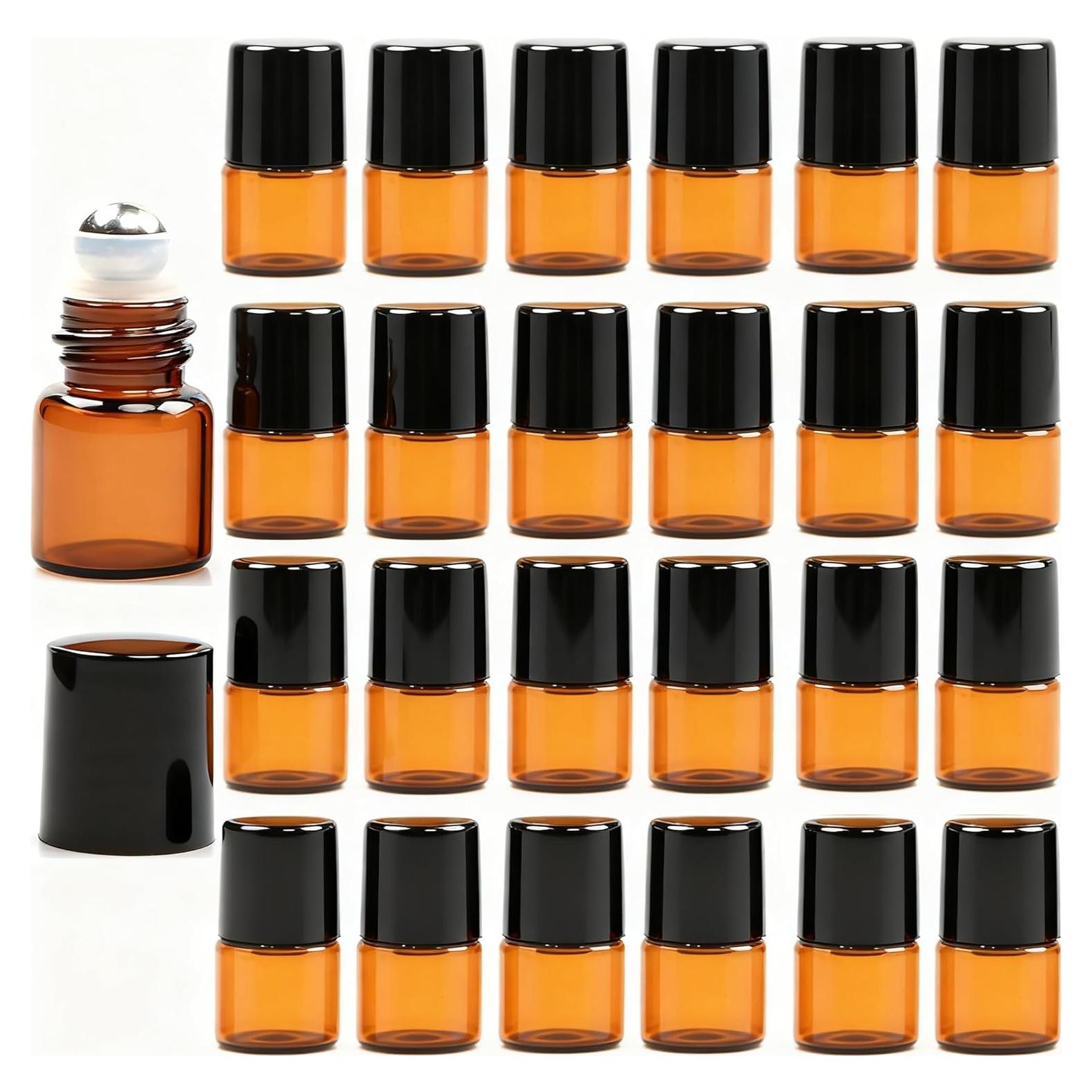 Botellas de Rodillo PrettyCare 1 ml Ámbar - Paquete de 25 Viales