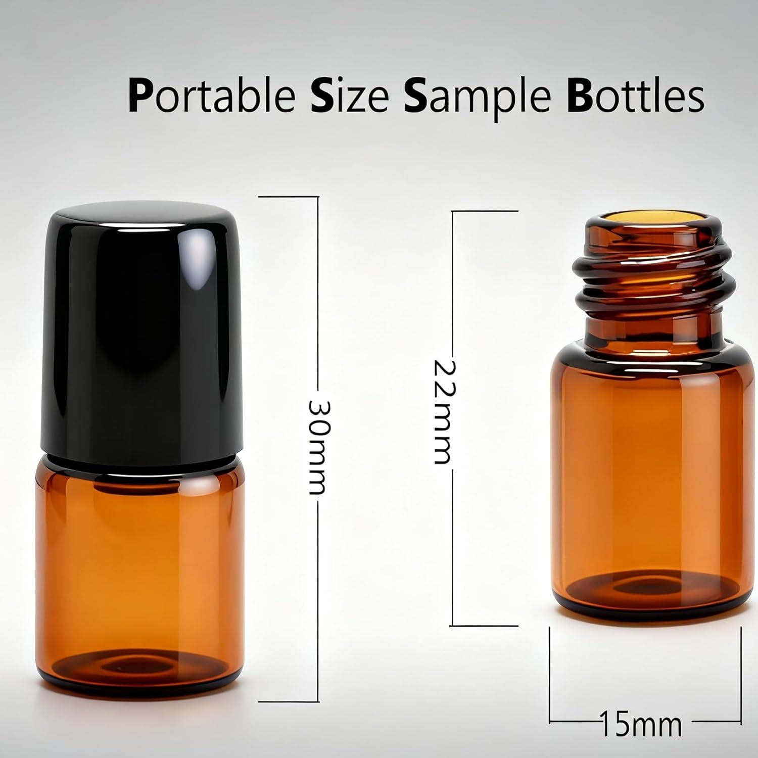 Botellas de Rodillo PrettyCare 1 ml Ámbar - Paquete de 25 Viales