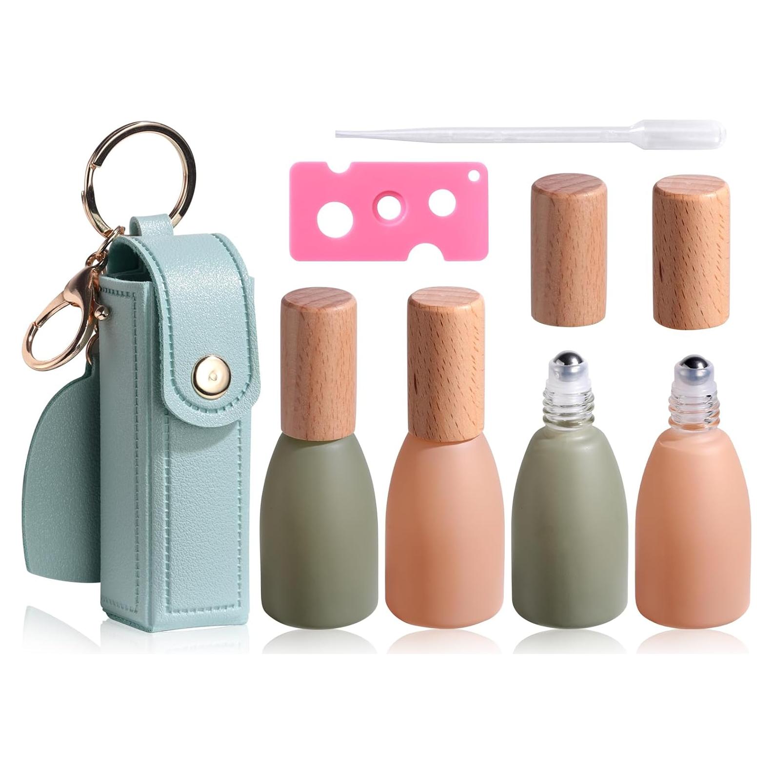 JPNK 4 Botellas de Aceite Esencial 10ml con Bolsa Portátil