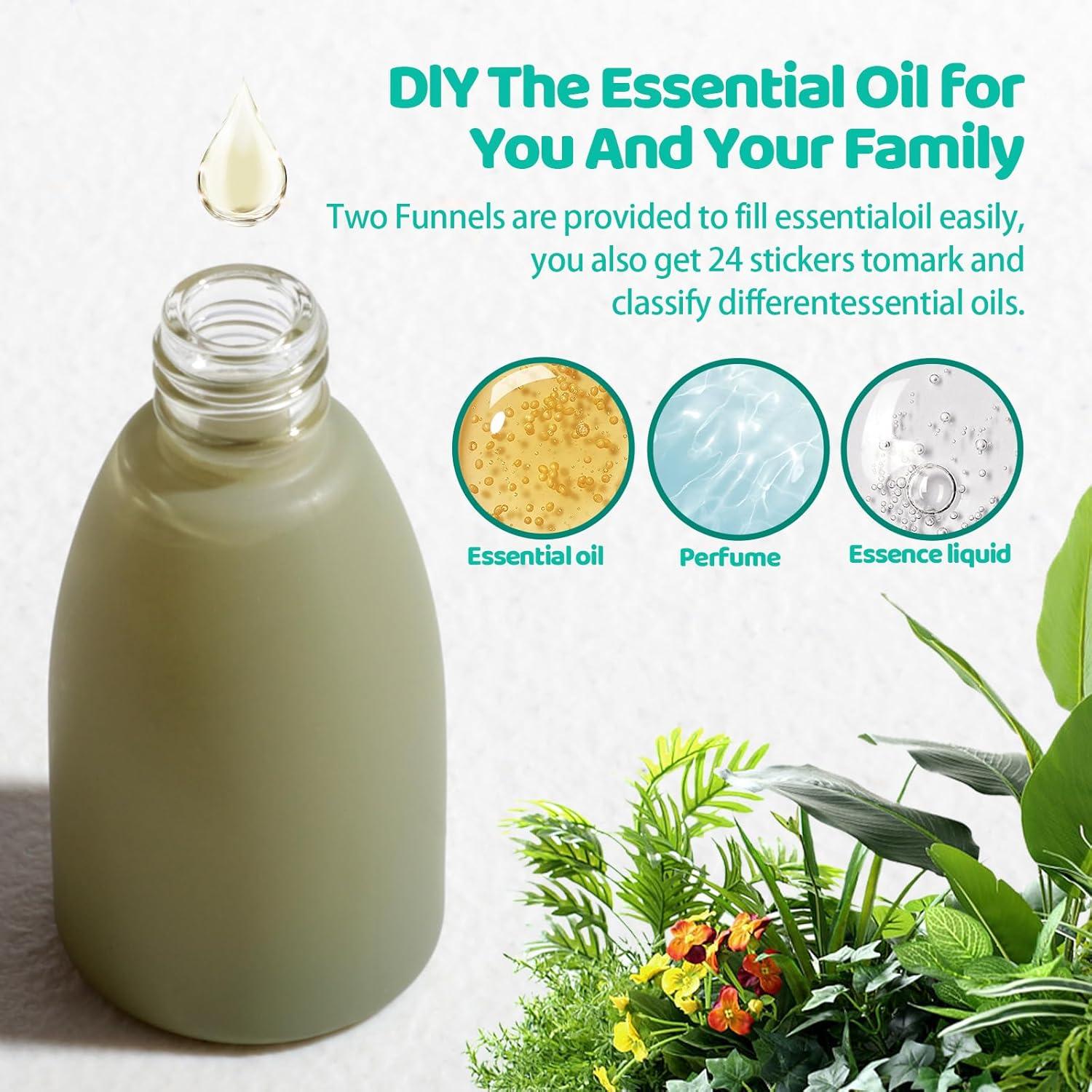 JPNK 4 Botellas de Aceite Esencial 10ml con Bolsa Portátil