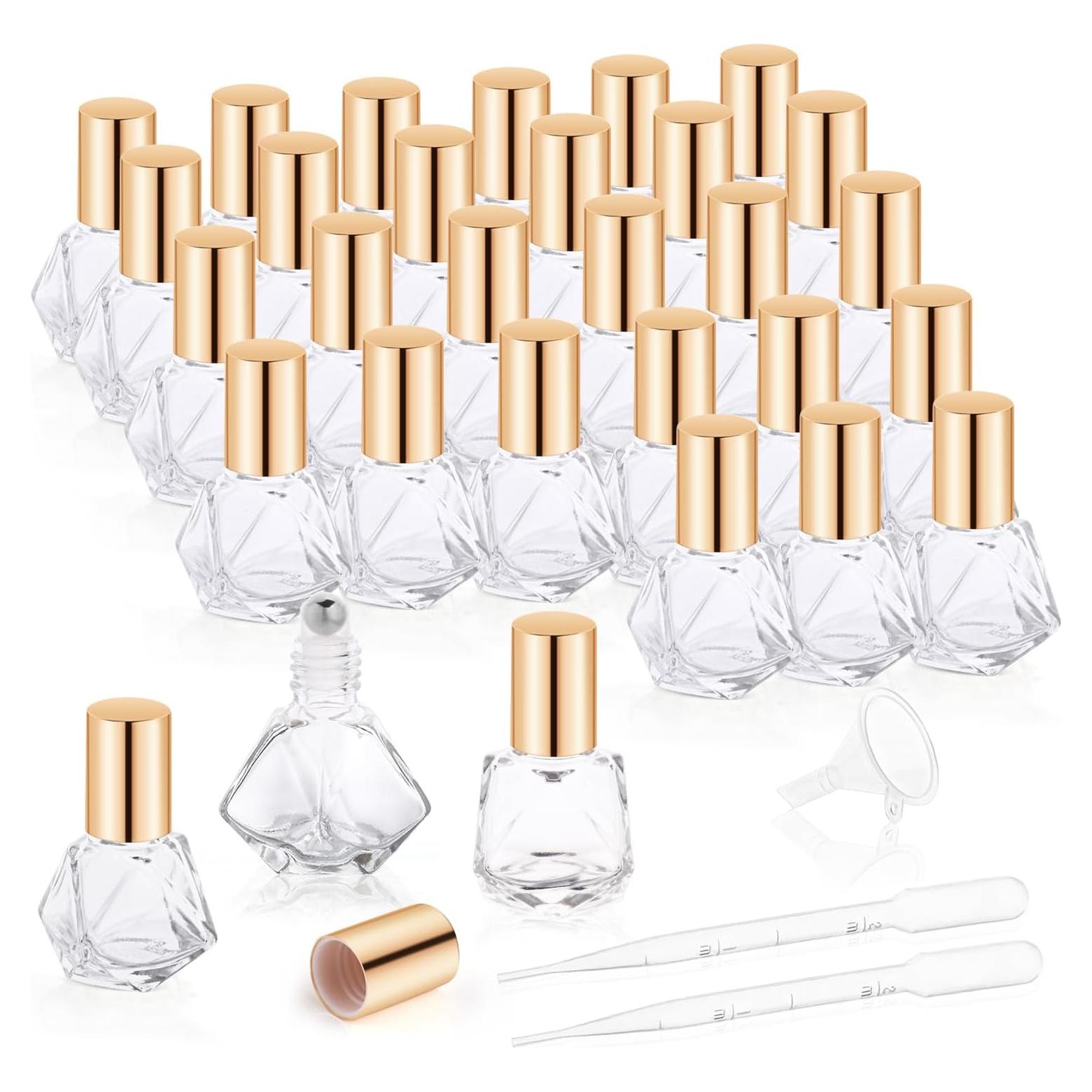 30 Botellas de Vidrio 8ml con Rodillo Mirrline para Aceites