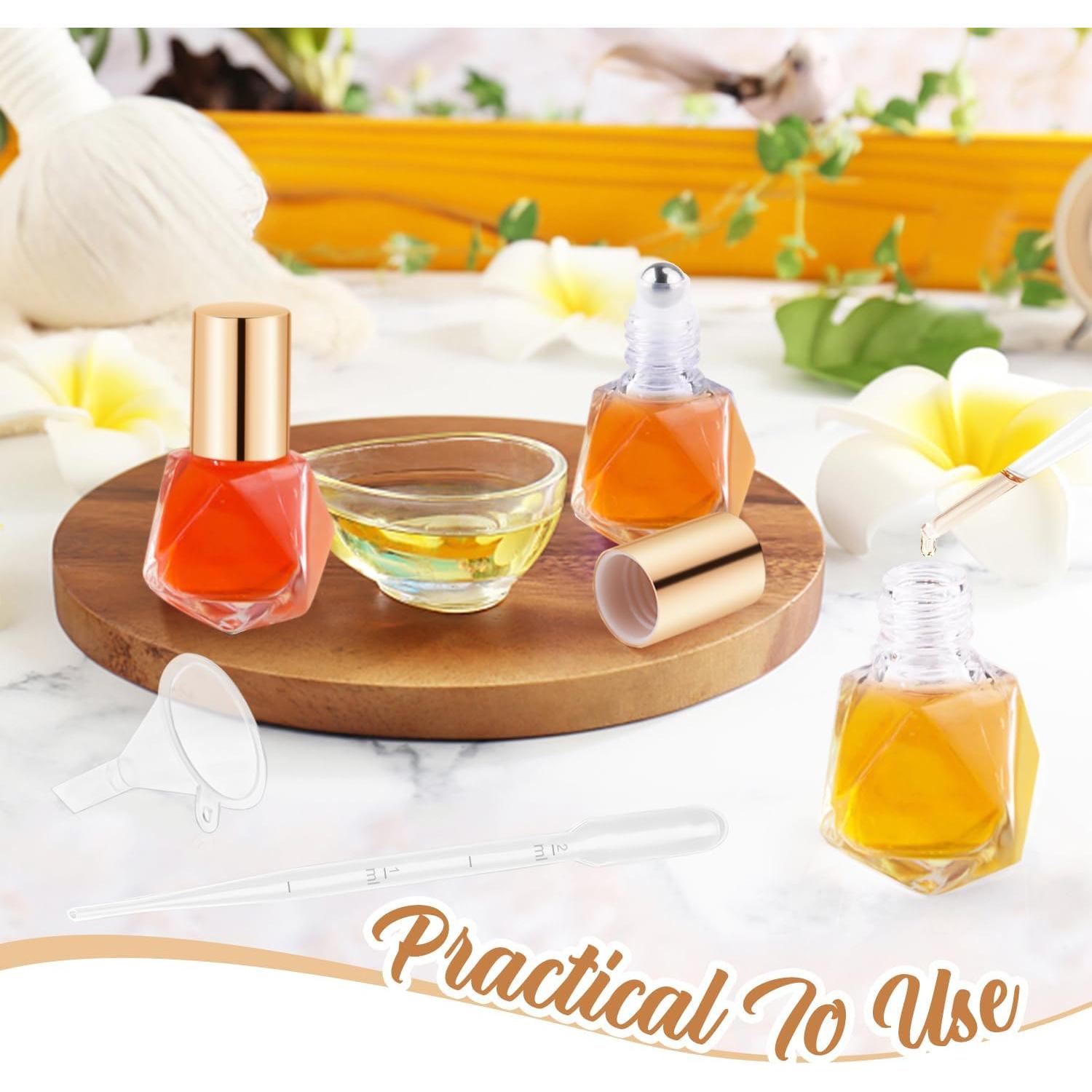 30 Botellas de Vidrio 8ml con Rodillo Mirrline para Aceites