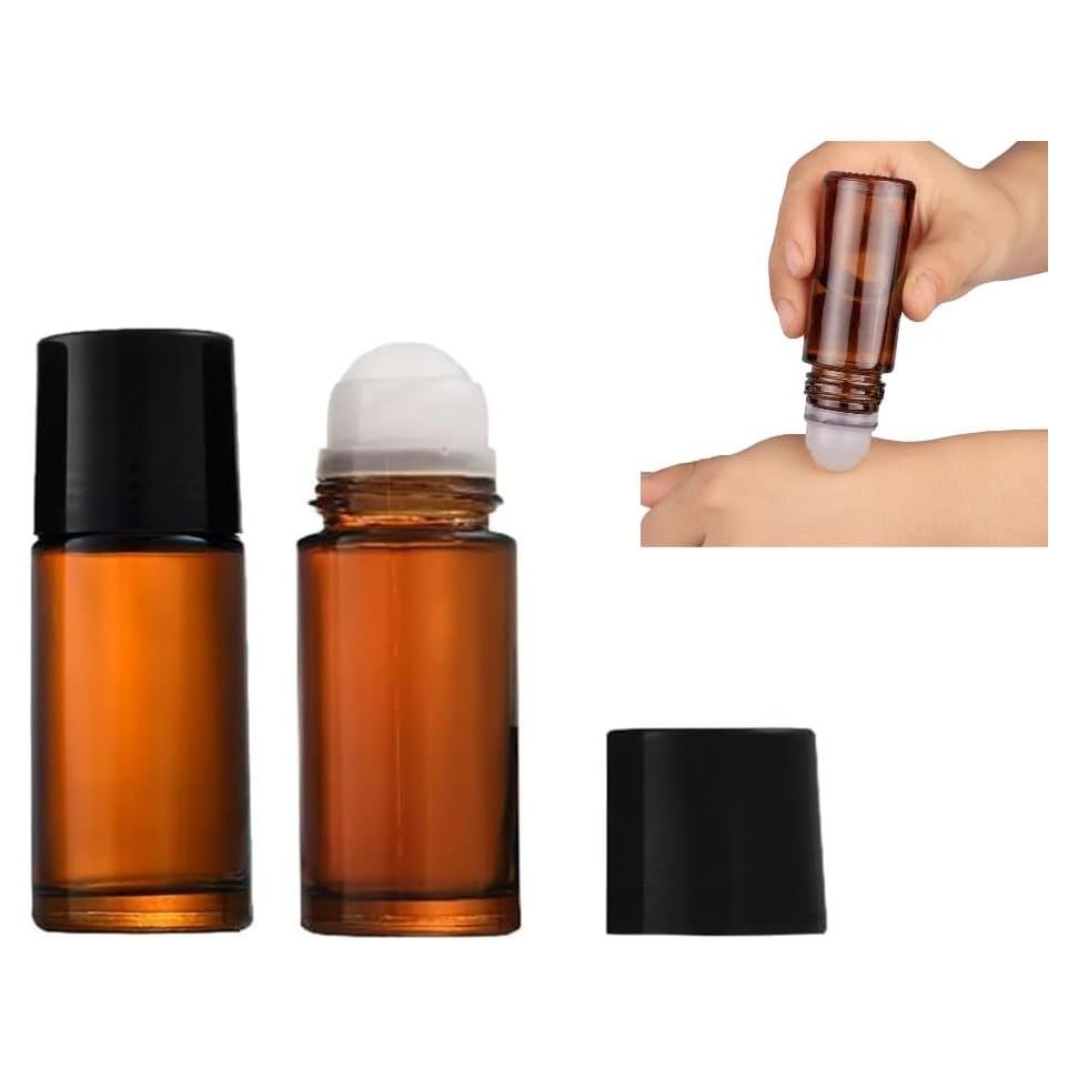 Juego de 2 Botellas Roller de Vidrio Marrón 50ml DPWOUM