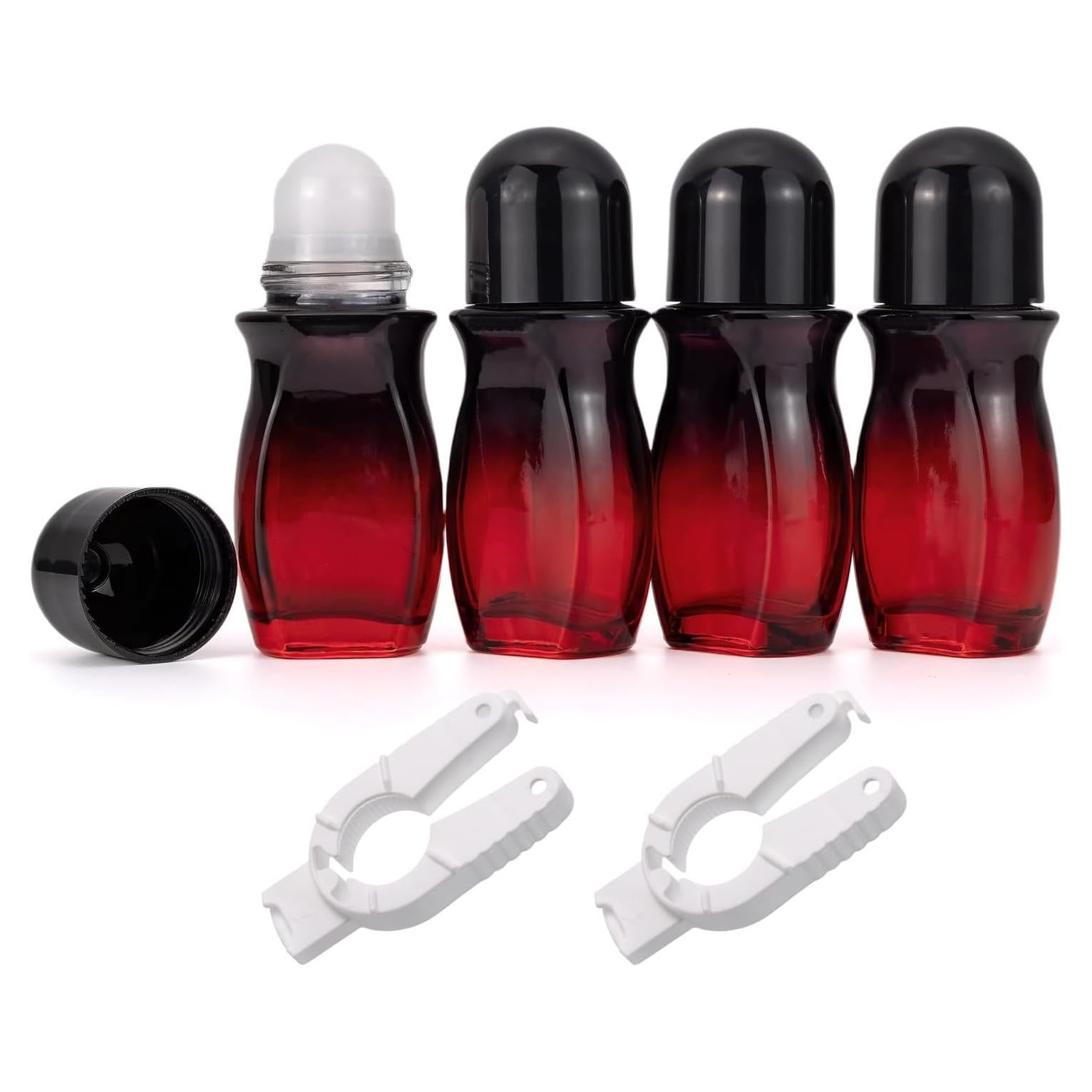 Paquete de 4 Botellas de Rodillo Newzoll 50mL Vidrio Reutilizables