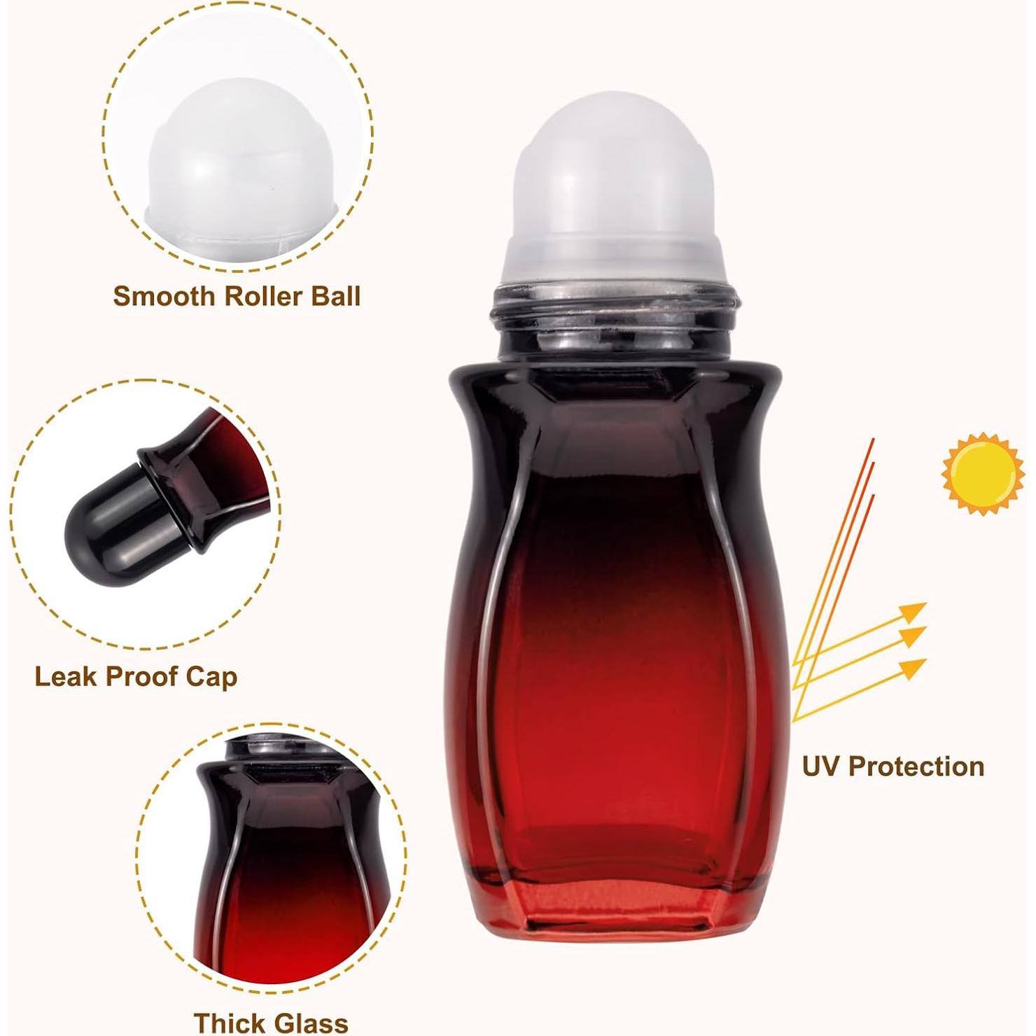 Paquete de 4 Botellas de Rodillo Newzoll 50mL Vidrio Reutilizables