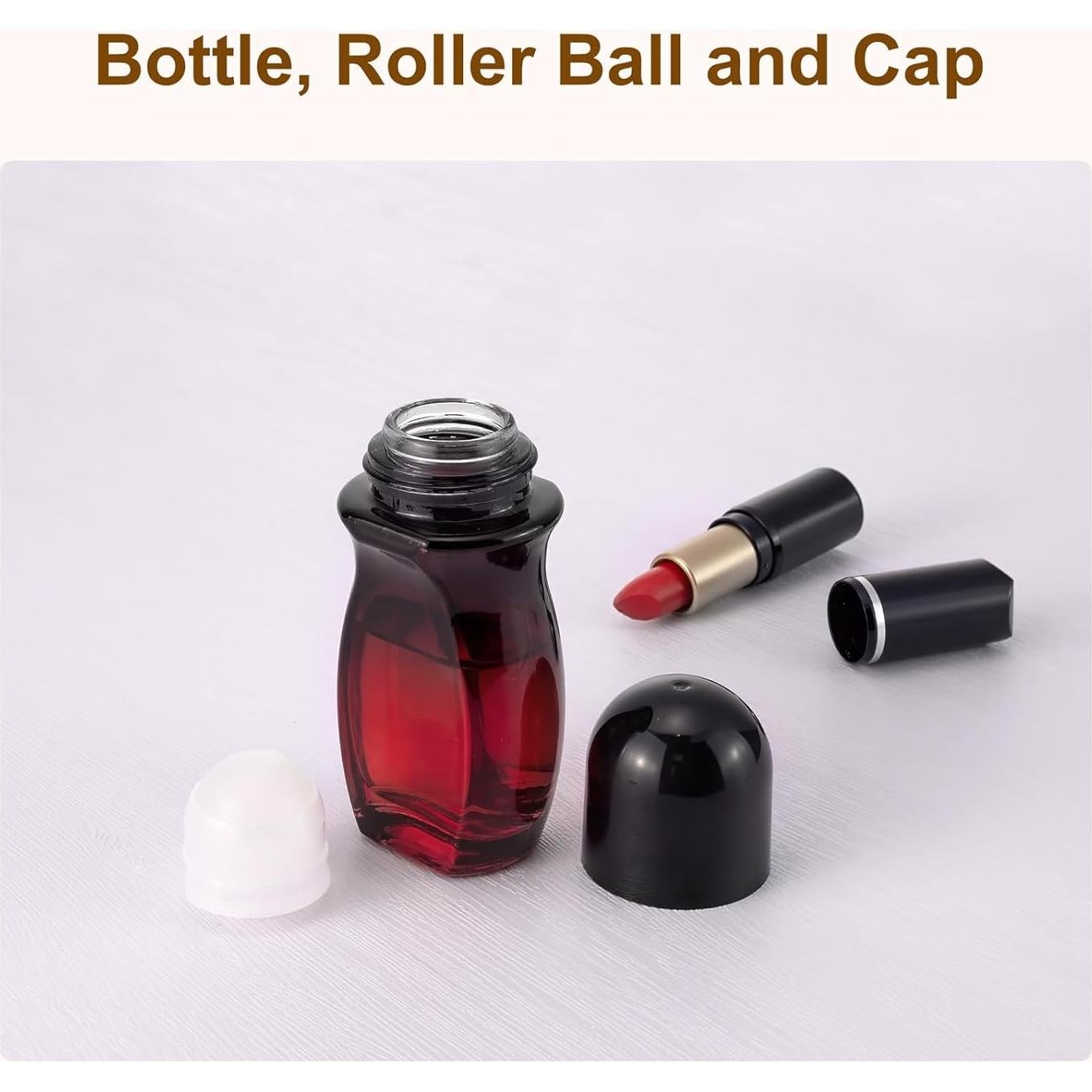 Paquete de 4 Botellas de Rodillo Newzoll 50mL Vidrio Reutilizables