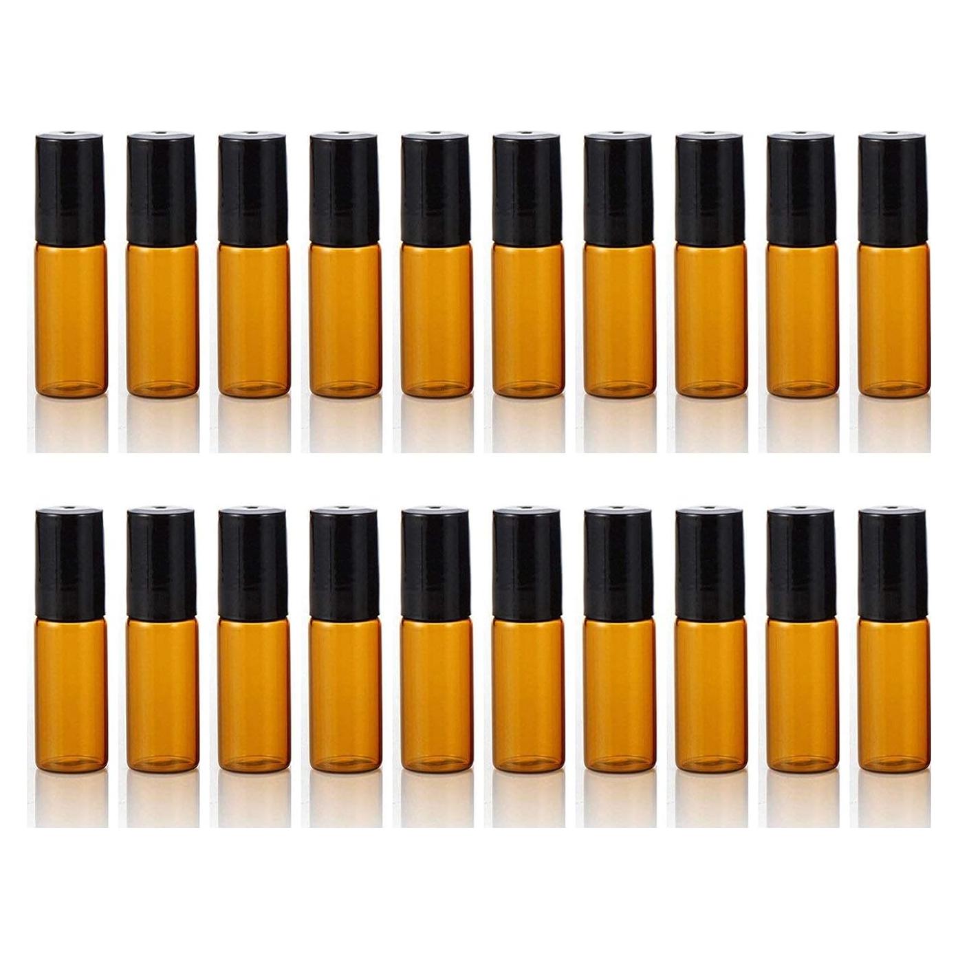20 Botellas de Vidrio Ámbar 5ml con Rodillo ELFENSTALL