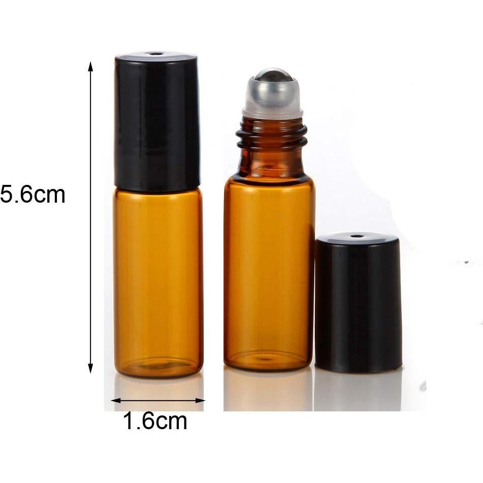 20 Botellas de Vidrio Ámbar 5ml con Rodillo ELFENSTALL