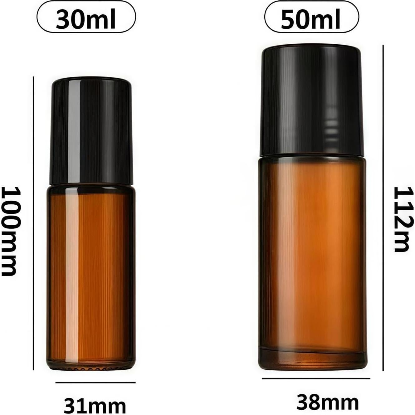 Set de 2 Botellas de Vidrio Marrón 30ml Jizlan con Rodillo