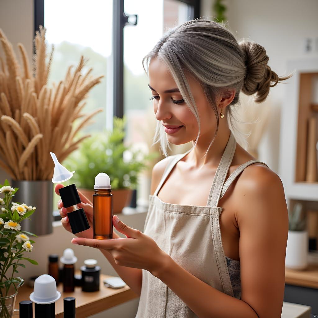 Set de 2 Botellas de Vidrio Marrón 30ml Jizlan con Rodillo