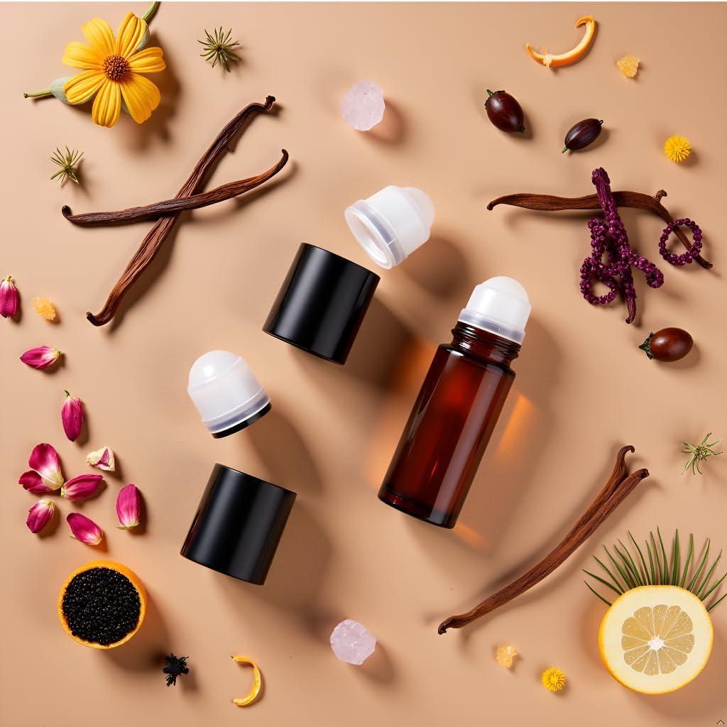 Set de 2 Botellas de Vidrio Marrón 30ml Jizlan con Rodillo