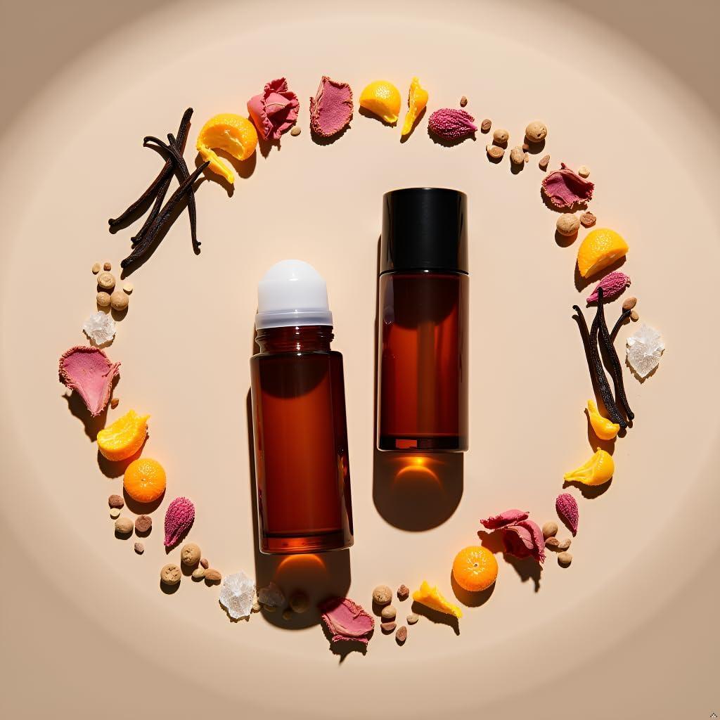 Set de 2 Botellas de Vidrio Marrón 30ml Jizlan con Rodillo