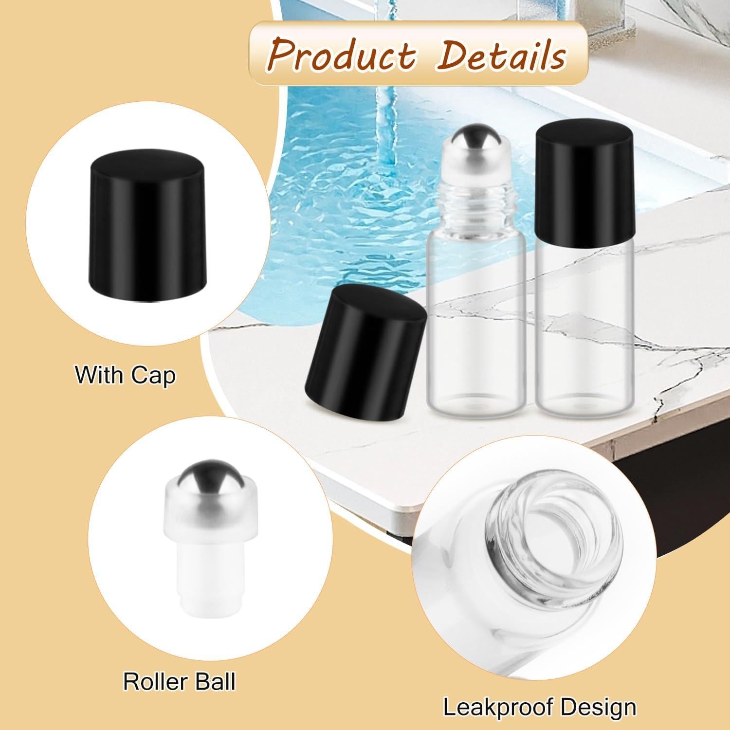 Cositina 100 Botellas Roller de Vidrio 3ml A Prueba de Fugas