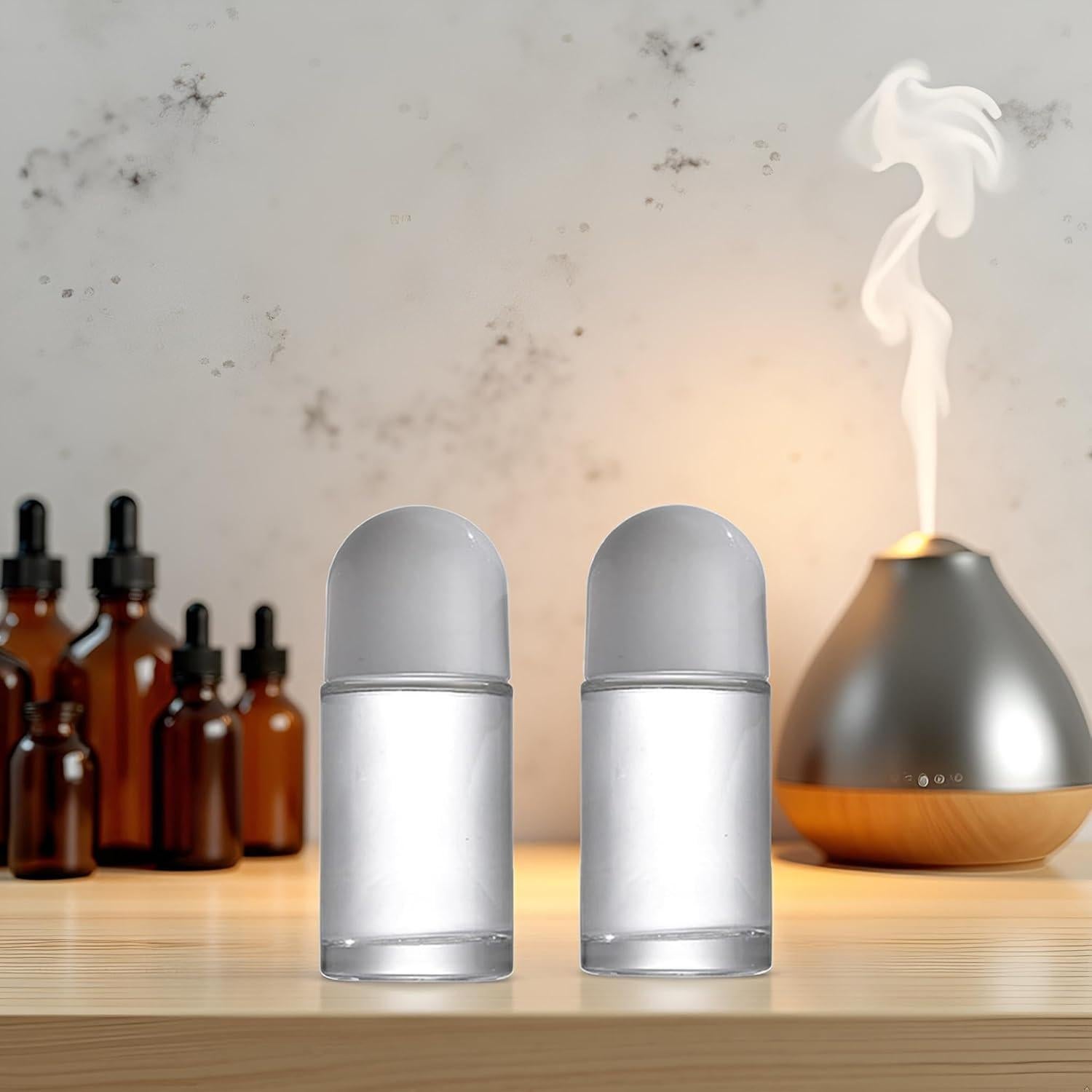 Set 2 Botellas de Rodillo Vidrio 50ML YuanHolumid Blanco