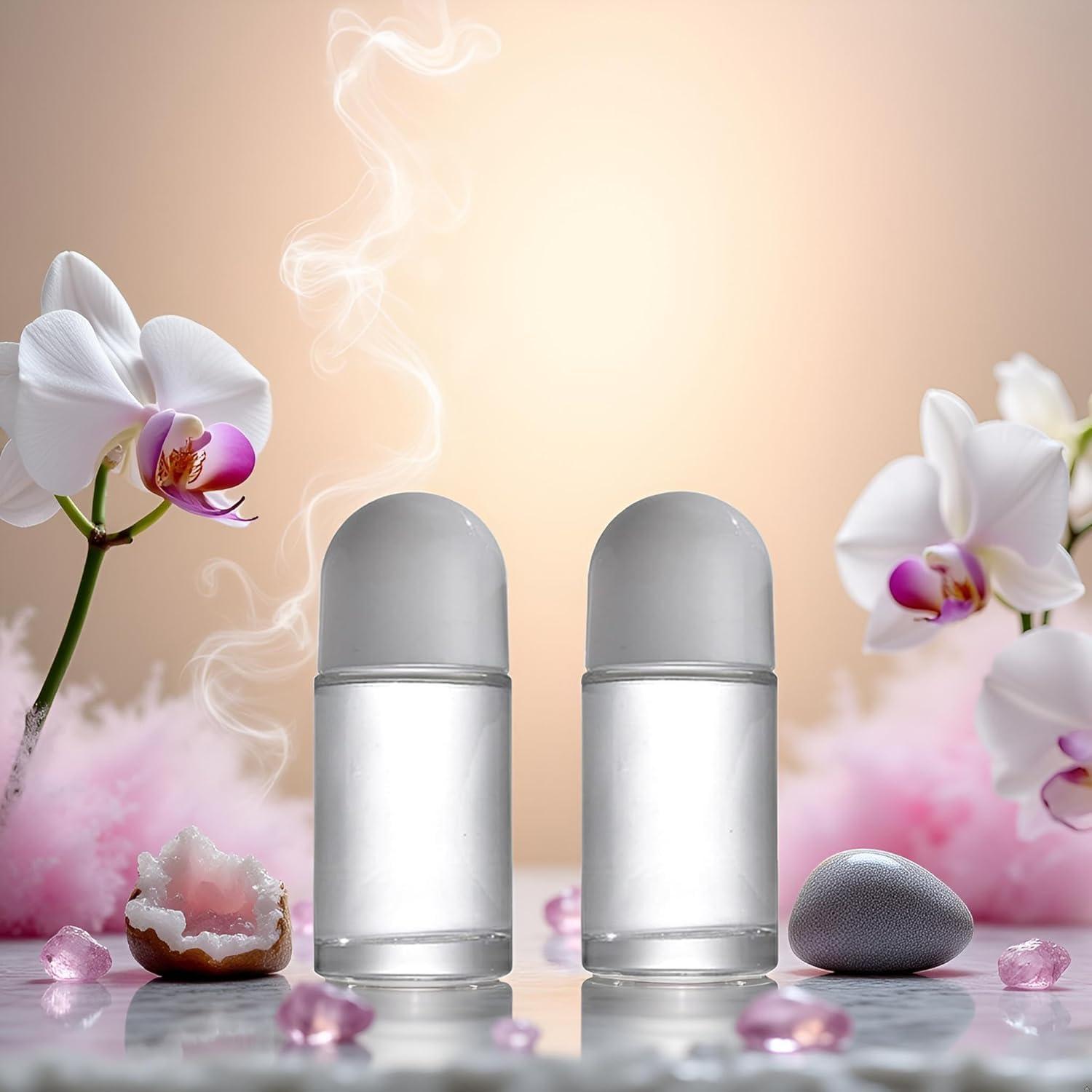 Set 2 Botellas de Rodillo Vidrio 50ML YuanHolumid Blanco