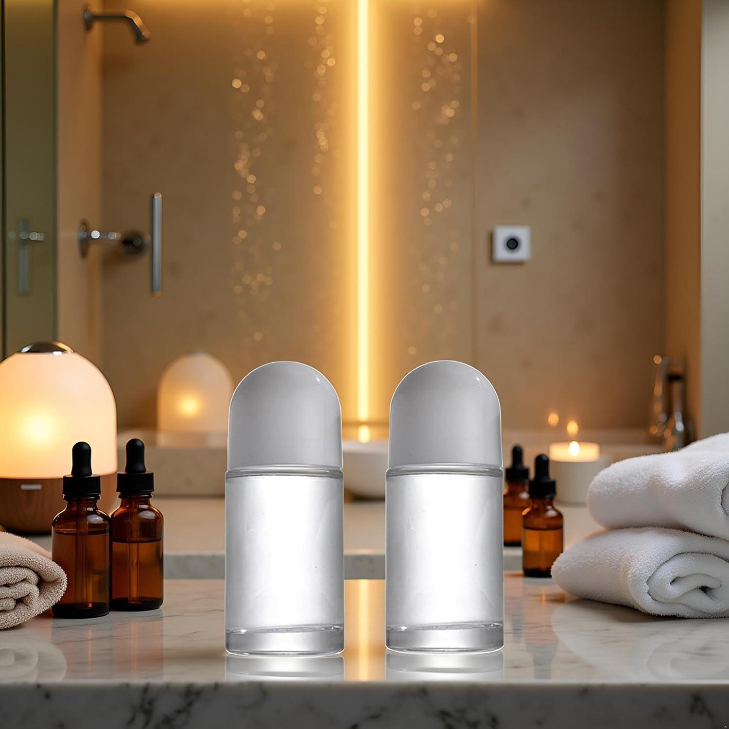 Set 2 Botellas de Rodillo Vidrio 50ML YuanHolumid Blanco